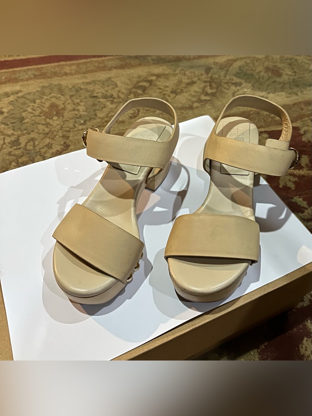 Jil Sander Beige Leather Two-Strap Sandals - Picture 2 of 8